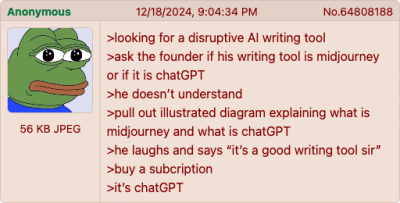 A parody 4chan greentext that reads: data-srcset=