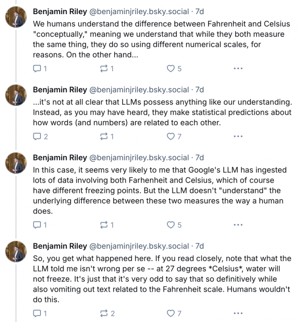 A Bluesky thread examining why AI confused temperature scales so much it claimed both that